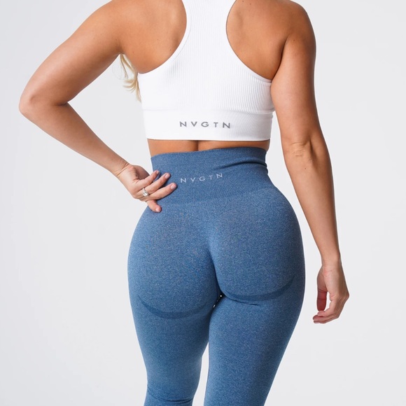NVGTN Pants - NVGTN Slate Blue Contour Seamless Leggings Workout Gym Size L